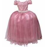 Vestido Infantil Luxo Casamento Rosê Daminha
