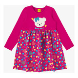 Vestido Infantil Manga Longa Estampado Rovi Kids Rosa
