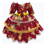 Vestido Infantil Marsala Xadrez