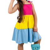 Vestido Infantil Menina Babado Casual Multicolorido