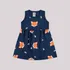 Vestido Infantil Menina Bebê Raposinha Azul Verão Conforto