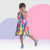 Vestido Infantil Menina Colorido Laço No Ombro