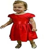 Vestido Infantil Menina Confortável Zíper Atrás Forrado Aniversário Casamento Evangélico Bebê Festas Batizado Criança BR Idade 1 Ano 2 Anos Vitoria Vermelho 