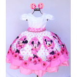Vestido Infantil Minnie Luxo Aniversario Super