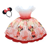 Vestido Infantil Minnie Rosa