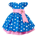Vestido Infantil Minnie Rosa Luxo Bolinhas 1 Ao 3