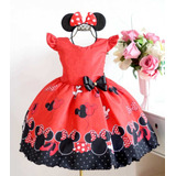 Vestido Infantil Minnie Vermelha Princesa Luxo