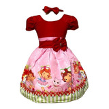 Vestido Infantil Moranguinho Baby Luxo Fantasia Brinde