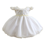 Vestido Infantil Off White Festa De Princesa Batizado Menina