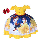 Vestido Infantil Para Festa Tema Bela E A Fera Luxo E Tiara