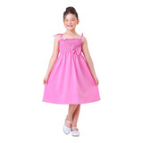 Vestido Infantil Para Meninas Na Cor Rosa Modelo Ciganinha
