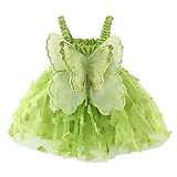 Vestido Infantil Para Meninas Sem Mangas Borboleta Tule Renda E Babados Vestido De Princesa Bailarina Verde 18 24 Meses