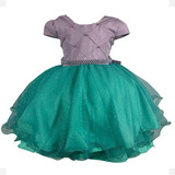 Vestido Infantil Pequena Sereia Fundo Do Mar Princesa Ariel