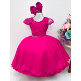 Vestido Infantil Pink Festa Princesa Dama De Honra Casamento