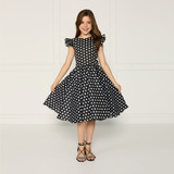 Vestido Infantil Preto Poa