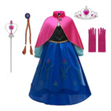Vestido Infantil Princesa Ana Fantasia Frozen Acessorios