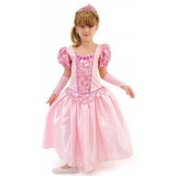Vestido Infantil Princesa Aurora Realeza Rosa