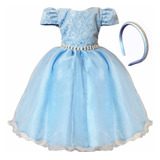 Vestido Infantil Princesa Cinderela Luxo - Daminha Formatura Batizado Aniversário