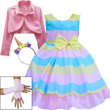 Vestido Infantil Princesa Do Arco Iris Kit Completo
