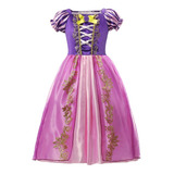 Vestido Infantil Princesa Fantasia Promoção Rapunzel Roxo