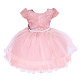Vestido Infantil Princesa Realeza Daminha Rose Festa E Tiara