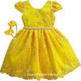 Vestido Infantil Princesarendado Festa Luxo Amarelo