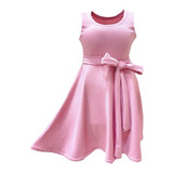 Vestido Infantil Rodado Regata Cinto Para Amarrar