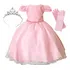 Vestido Infantil Rosa Luxo Luva E Tiara - Daminha Formatura