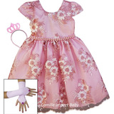 Vestido Infantil Rosê Super Luxo Renda