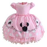 Vestido Infantil Roupa Minnie Rosa Fantasia Festa Princesa