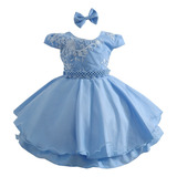 Vestido Infantil Tema Frozen Azul Roupa