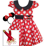 Vestido Infantil Tema Minnie Joaninha Vermelho E Chapéu