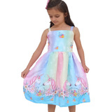 Vestido Infantil Temático Festa Unicórnio Colorido