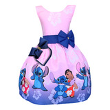 Vestido Infantil Temático Infantil Lilo E Stitch   Tiara