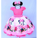 Vestido Infantil Temático Minnie Pink Festa
