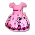 Vestido Infantil Temático Minnie Rosa Flores Manga Festa