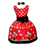 Vestido Infantil Temático Minnie Vermelha Luxo