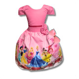 Vestido Infantil Temático Princesas Disney Festa Luxo brinde