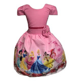 Vestido Infantil Temático Princesas Disney Festa Luxo brinde