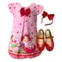 Vestido Infantil Trapézio Moranguinho + Sapatilha + Tiara