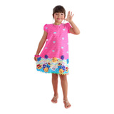 Vestido Infantil Trapézio Personagem Bolofofo Luxinho Pompom