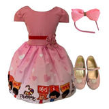 Vestido Infantil Três Palavrinhas Luxinho Sapatilha Tiara