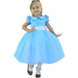 Vestido Infantil Tule Azul - Estilo Alice País Maravilhas