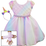 Vestido Infantil Unicórnio Fashion Arco Iris