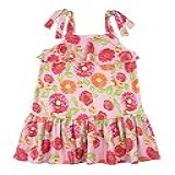Vestido Infantil Verão Sem Mangas Microfibra Estampa Digital Floral   Rosa 4