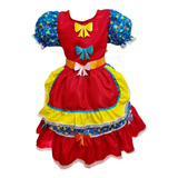 Vestido Infantil Vermelho Festa Country Moda