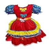 Vestido Infantil Vermelho Festa Junina Quadrilha Country Tamanho 6 Cor Vermelho