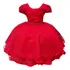 Vestido Infantil Vermelho Manga Curta Cinto De Pérolas Luxo