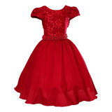 Vestido Infantil Vermelho Princesa Luxo Casamento