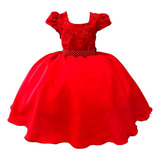 Vestido Infantil Vermelho Renda De Luxo